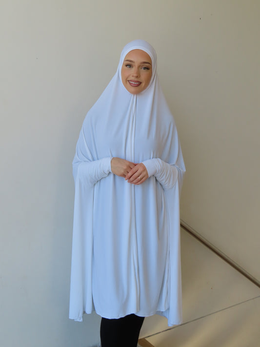 Sleeved Jilbab - White