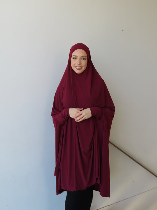 Sleeved Jilbab - Cherry