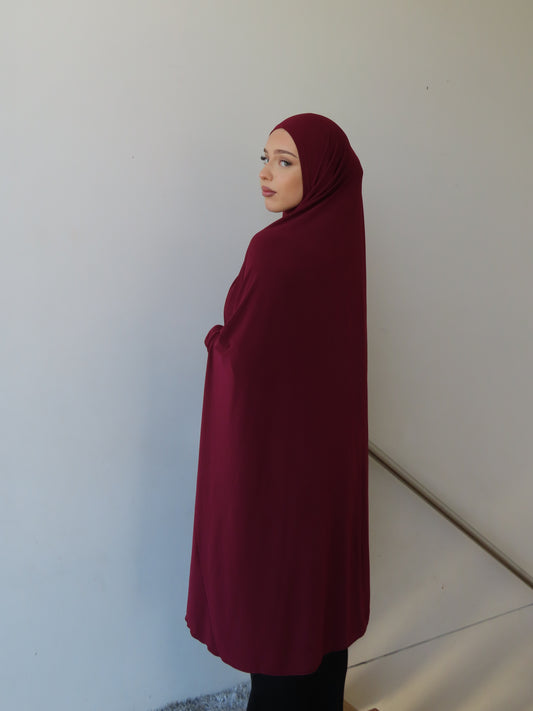 Sleeved Jilbab - Cherry