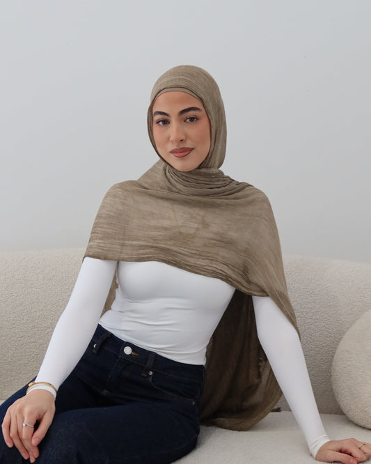 Crinkle Rayon Set - Taupe