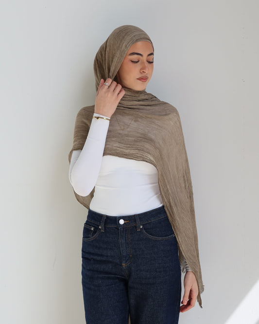 Crinkle Rayon Set - Taupe
