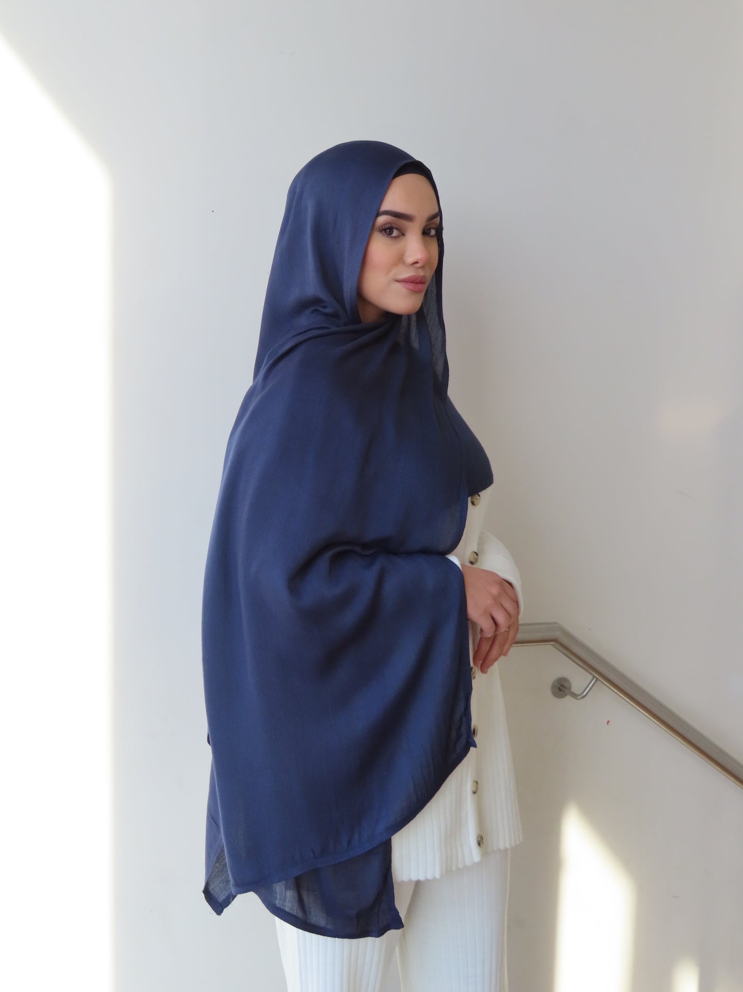 Cotton Shawl - Navy