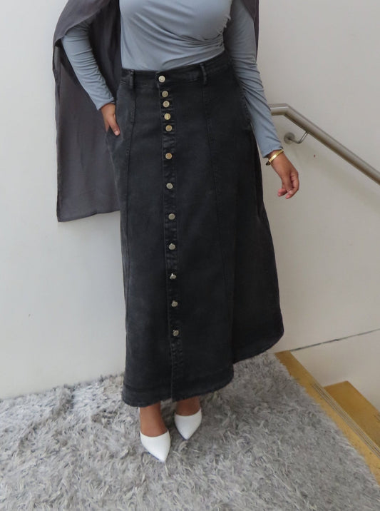 Denim Button Skirt