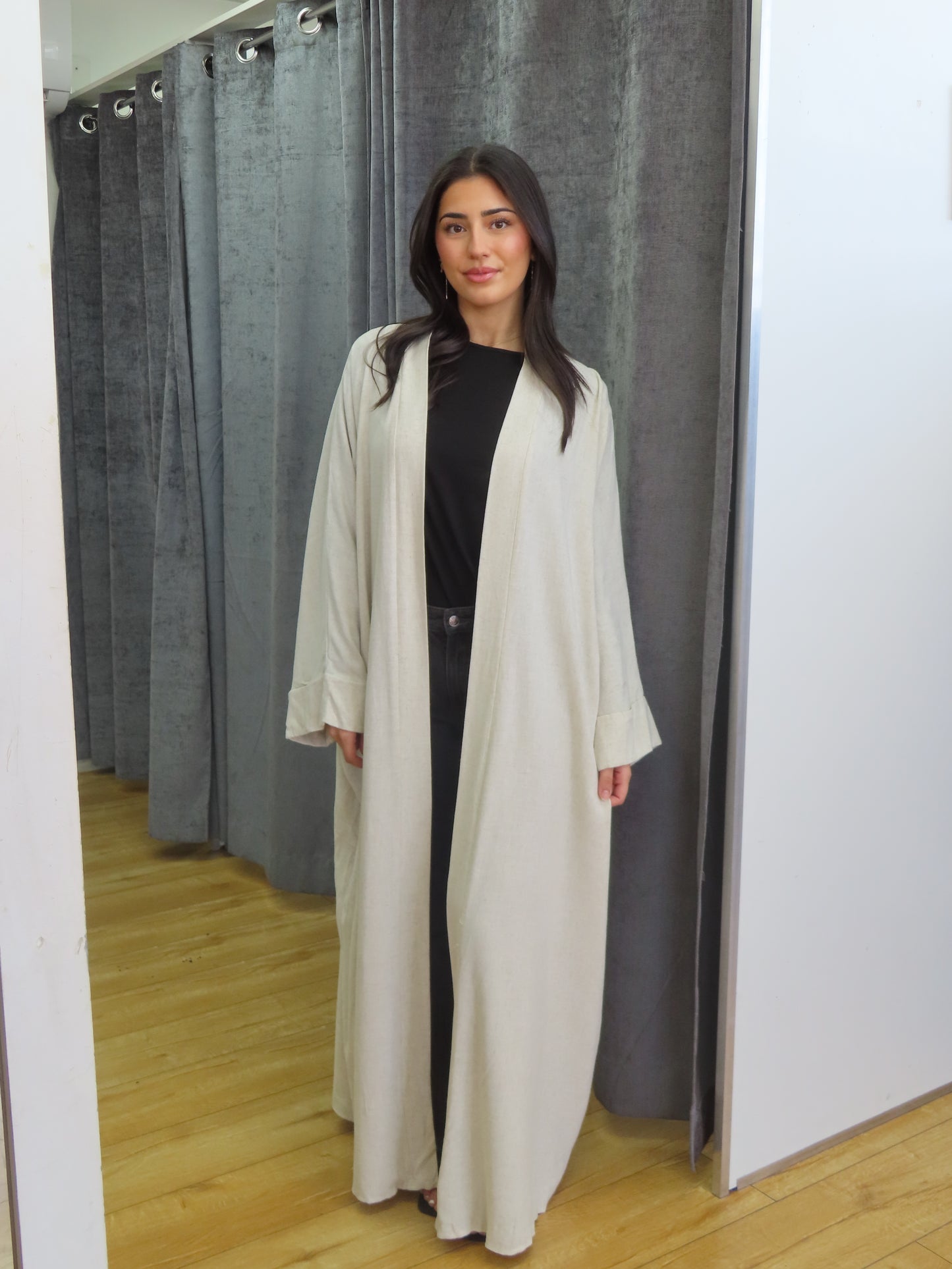 Safa Linen Open Abaya