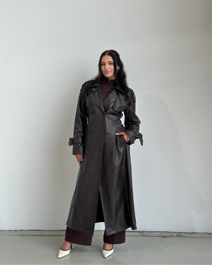 Lyla Leather Maxi Trench