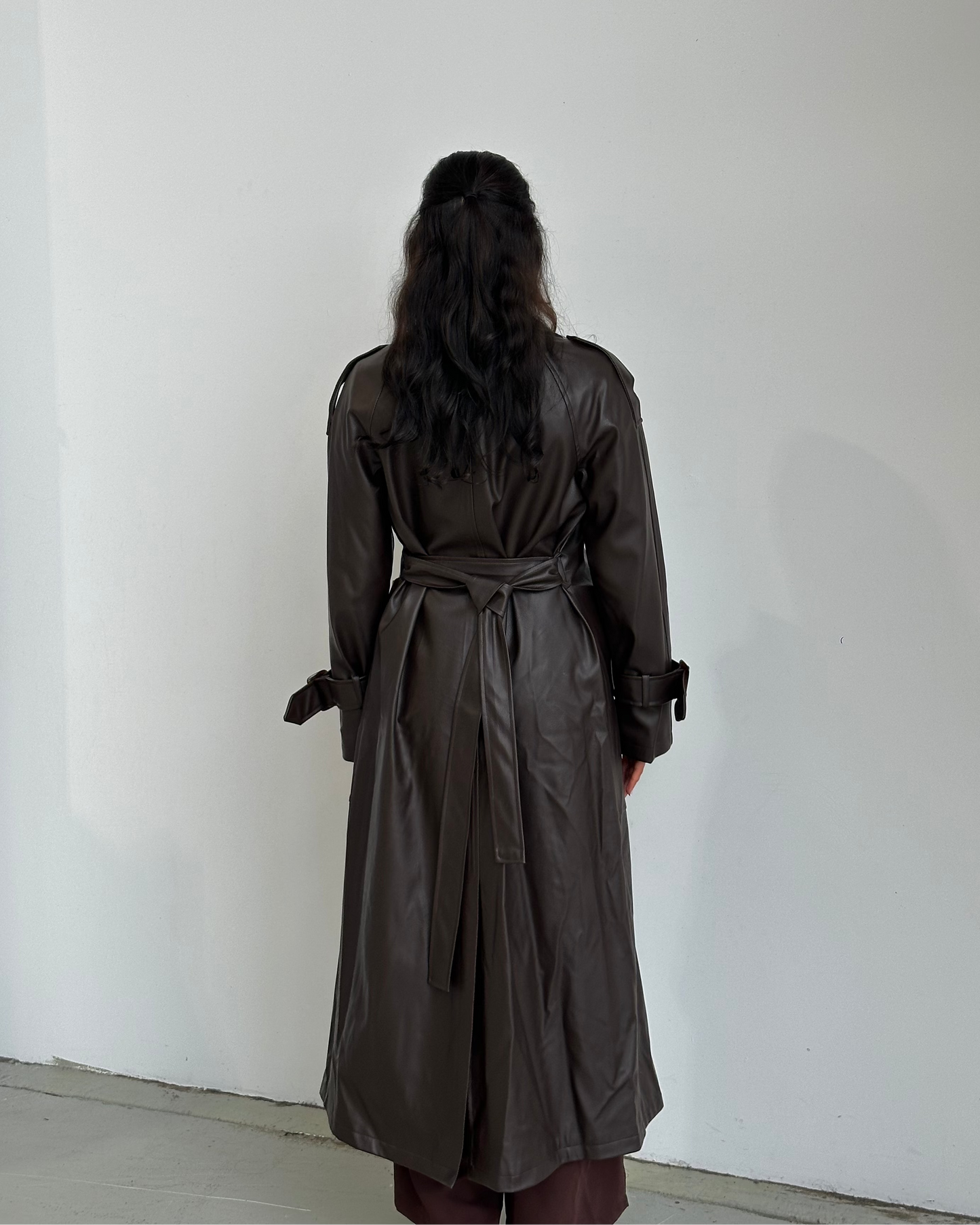 Lyla Leather Maxi Trench