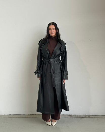 Lyla Leather Maxi Trench