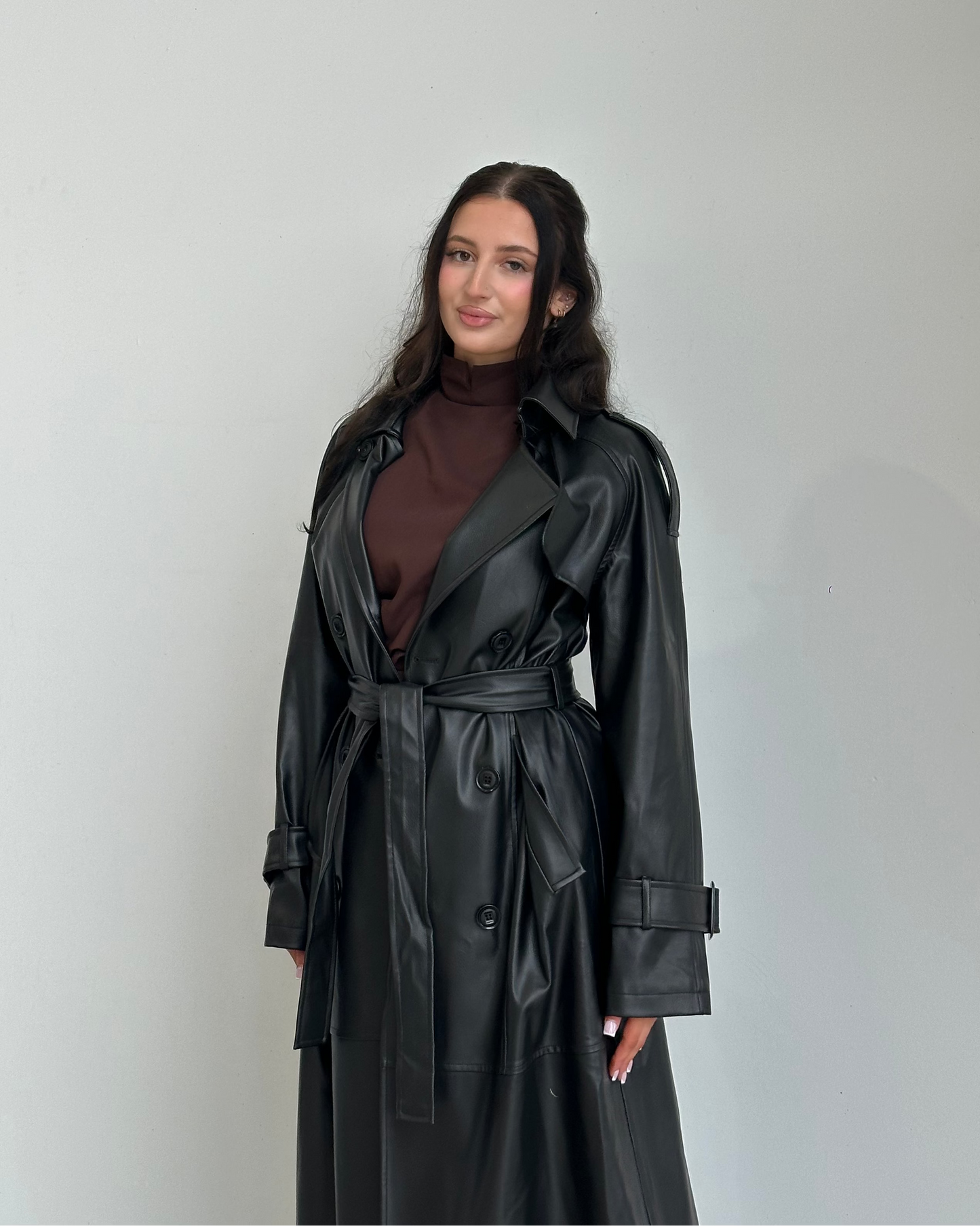 Lyla Leather Maxi Trench