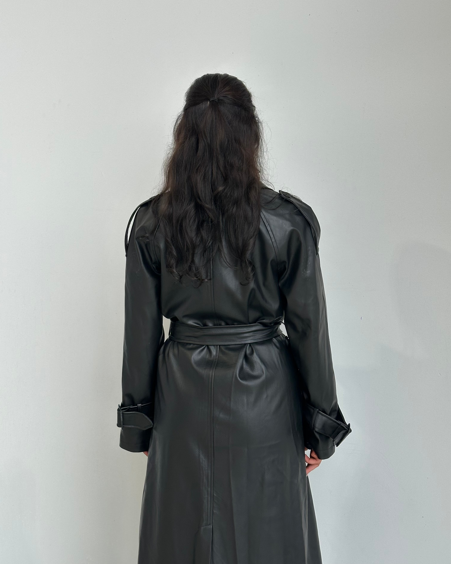 Lyla Leather Maxi Trench